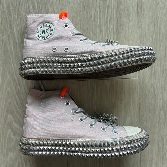 Nan-ku x Free People Cruise Studded Hi-Top Sneakers 38 US 8 Mellow Mauve NEW - Picture 3 of 14